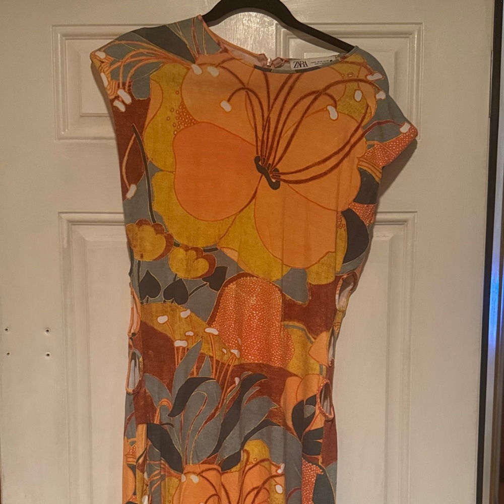 Zara Multicolor Floral Midi Dress